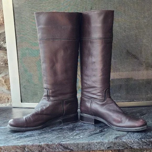 Santana Canada Cognac Leather Riding Boots Size 7.5M - Picture 8 of 15